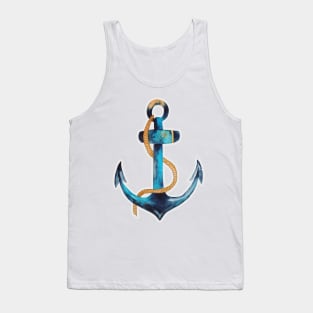 Sailor Anchor Blue Nautical Watercolor Tank Top